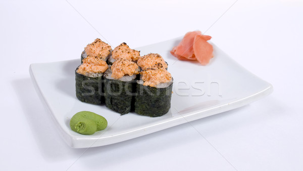 Sushi fotoğraf balık arka plan akşam yemeği Stok fotoğraf © maknt