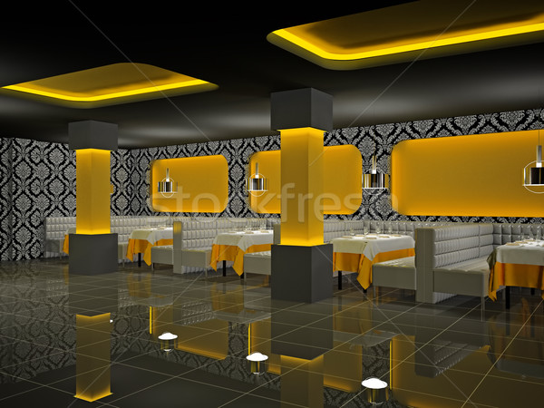 Cafe interieur 3D moderne ontwerp bar Stockfoto © maknt