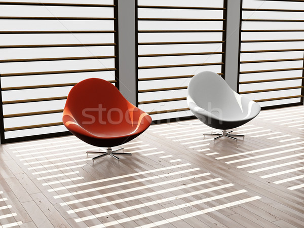 Fotel szoba modern ház fény terv Stock fotó © maknt