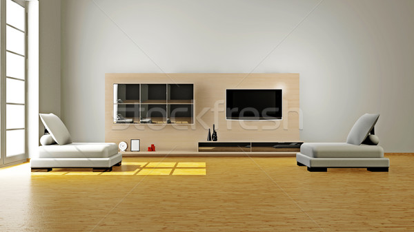 Foto d'archivio: Soggiorno · 3D · moderno · interni · casa · televisione