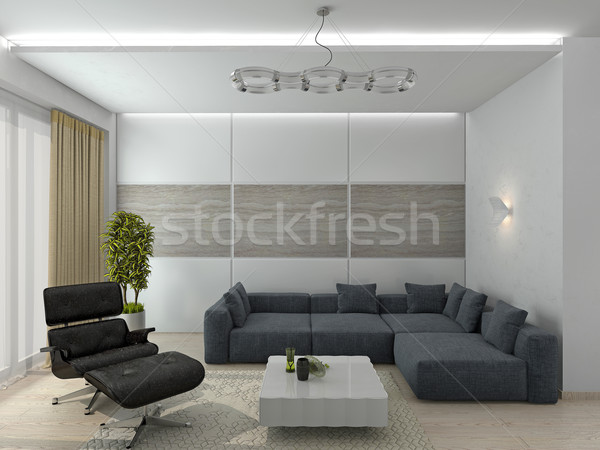 Woonkamer 3D moderne interieur huis Stockfoto © maknt