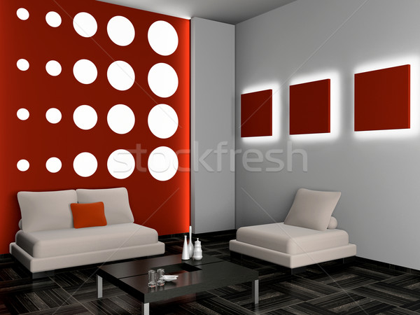 Nappali 3D modern belső ház televízió Stock fotó © maknt