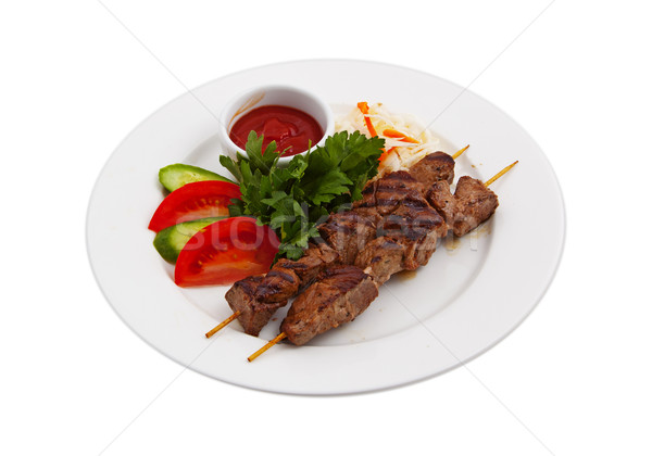 Foto stock: Carne · legumes · foto · comida · bife · almoço