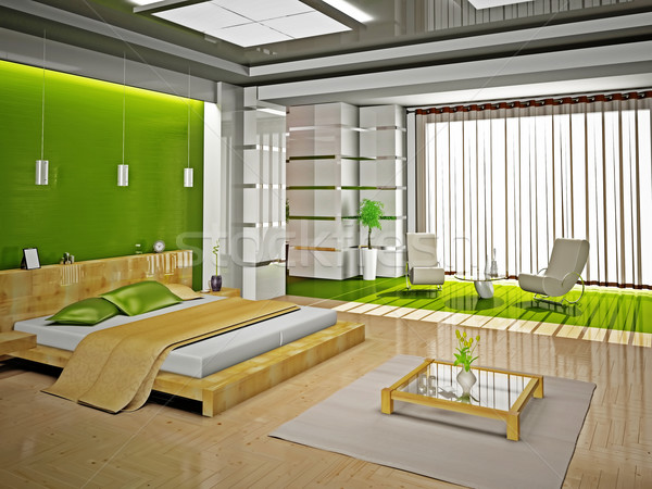 Schlafzimmer modernen Innenraum Zimmer 3D Mode Stock foto © maknt