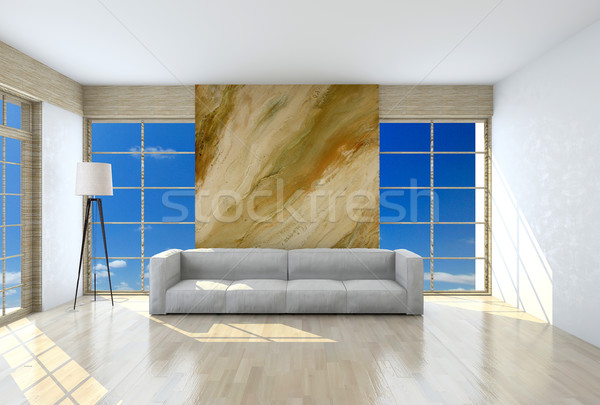 Kanapé szoba 3D renderelt kép kép kanapé Stock fotó © maknt