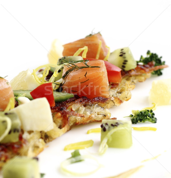 Stock photo: Potato pancakes with smoked salmon