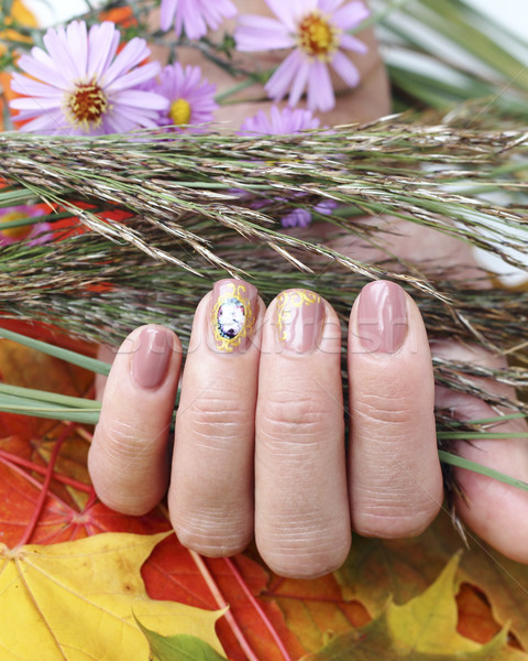 Stock photo:  Beautiful nails with art