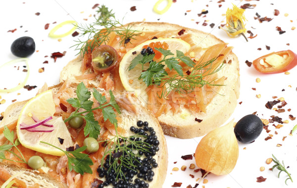 Stock photo: Sandwich with smoked salmon