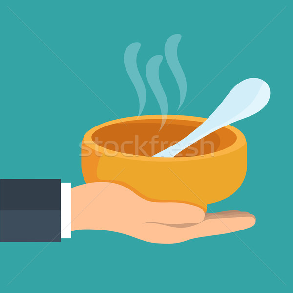 Concept for charity and volunteer organizations feeding people. Food sharing - giving food for the p Stock photo © makyzz
