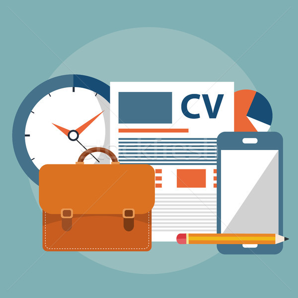 CV, job search items. Flat vector illustration Stock photo © makyzz