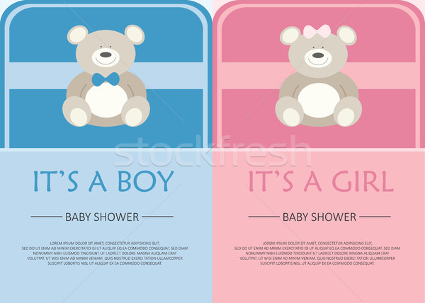 Baby shower celebration greeting and invitation card. Layout template. Vector illustration. Text can Stock photo © makyzz