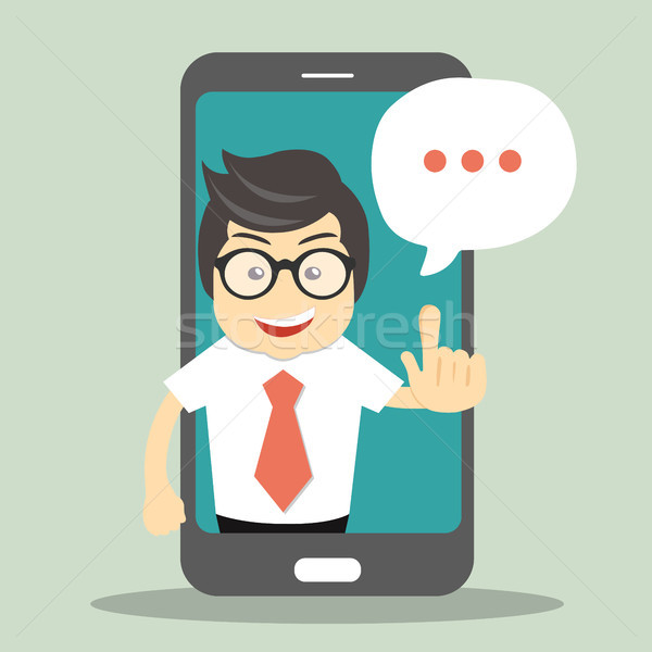 Technical support concept. Screen smartphone with virtual assistant. Flat vector illustration Stock photo © makyzz