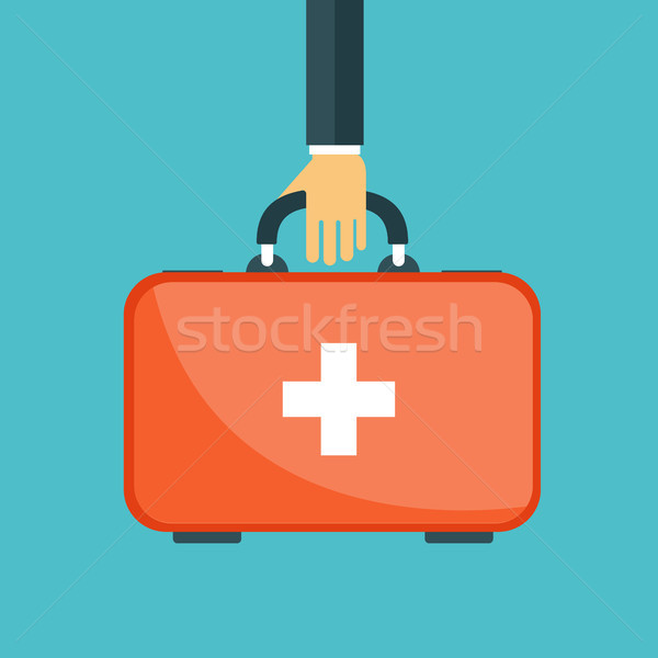 Vector illustration in a modern flat style, health care concept. Hand with medical bag. Flat vector  Stock photo © makyzz