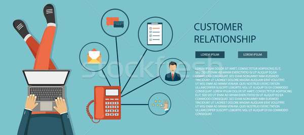 Business customer care service concept. Icons set of contact us, support, help, phone call and websi Stock photo © makyzz