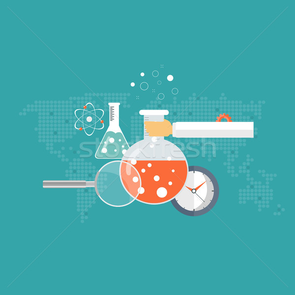 Laboratory equipment banner. Concept for science, medicine and knowledge. Flat vector illustration Stock photo © makyzz