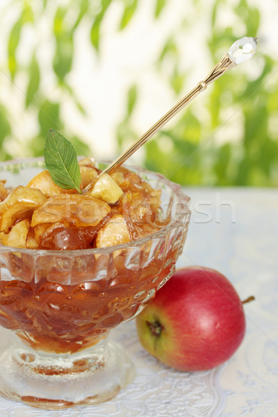 Stockfoto: Geglaceerd · appel · mint · jam · specerijen