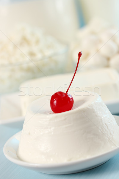 ricotta  with cherry Stock photo © mallivan