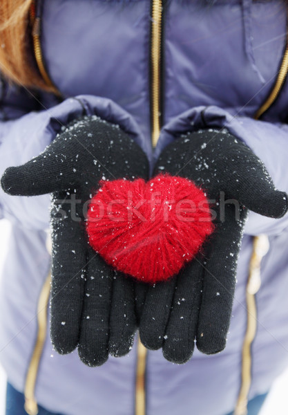 Rojo corazón mujer lana mano Foto stock © mallivan