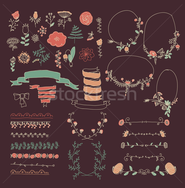 большой набор цветочный графического дизайна Элементы графических Сток-фото © Mamziolzi