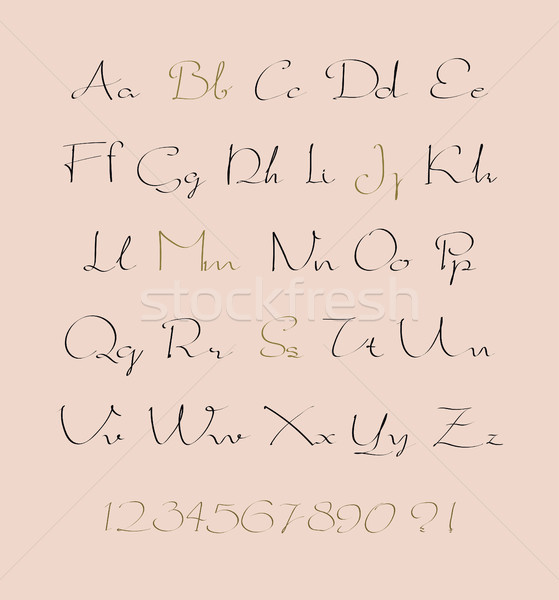 Alphabet Briefe Zahlen Vektor Hand gezeichnet geschrieben Stock foto © Mamziolzi