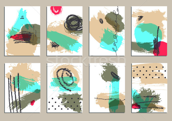 Set of universal cards. Hand Drawn textures.  Vector. Isolated. Stock photo © Mamziolzi