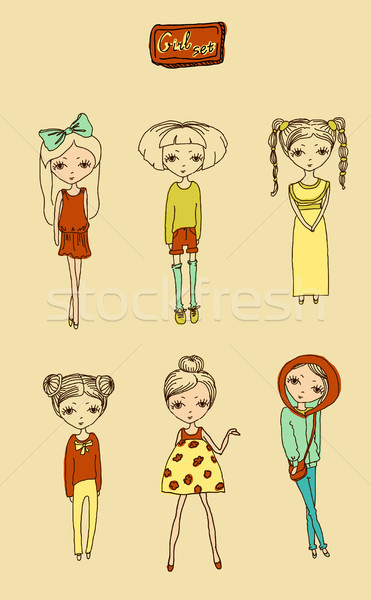 Stock photo: illustration vector teenage  girl set