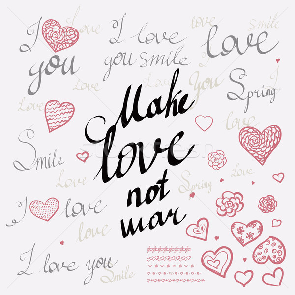 Romantic caligrafie inimă cuvinte dragoste Imagine de stoc © Mamziolzi