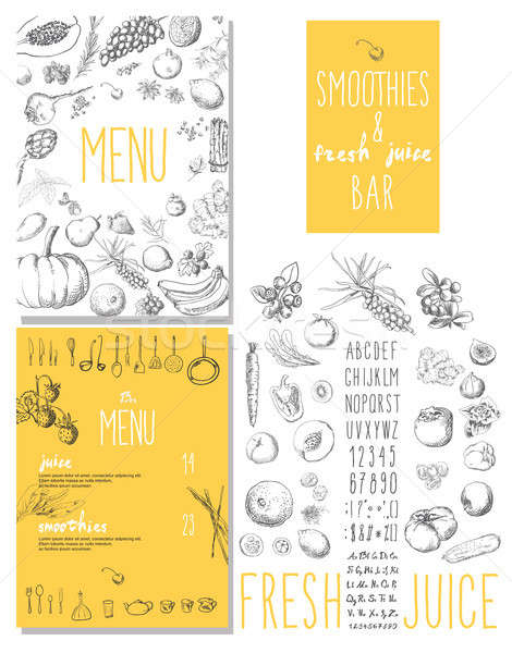 Fresco bar menu frutas legumes Foto stock © Mamziolzi