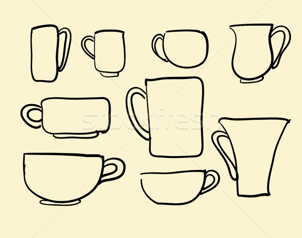 Szett csészék vektor ikonok tea kávéscsészék Stock fotó © Mamziolzi