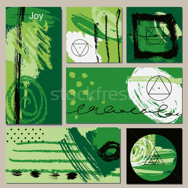 Set of universal cards. Hand Drawn textures.  Vector. Isolated. Stock photo © Mamziolzi