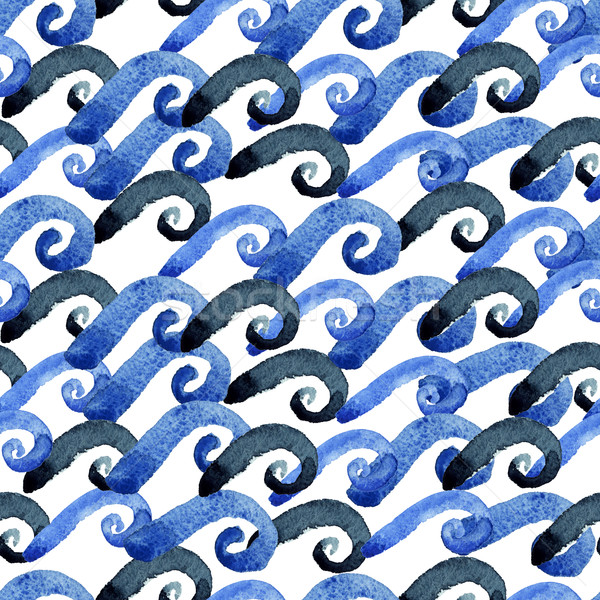 抽象 水彩畫 藍色 波浪紋 水 質地 商業照片 © Mamziolzi
