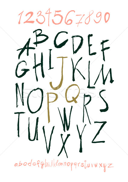 Alphabet letters lowercase, uppercase and numbers.  Stock photo © Mamziolzi