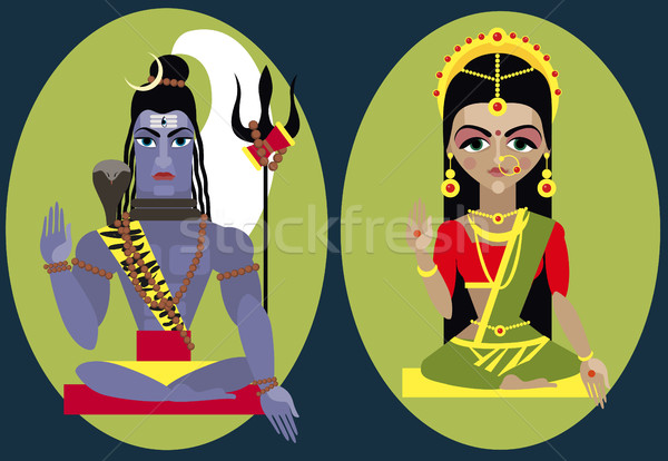 vector lord Shiva and mata Parvati Stock photo © Mamziolzi