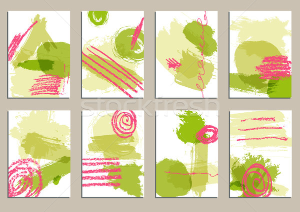 Set of universal cards. Hand Drawn textures.  Vector. Isolated. Stock photo © Mamziolzi