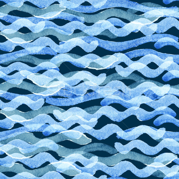 Abstrato aquarela azul padrão de onda água textura Foto stock © Mamziolzi