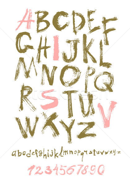 Alfabet litery numery wektora napisany Zdjęcia stock © Mamziolzi