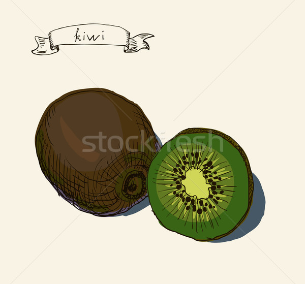 Cut kiwi fruit and whole kiwi isolated on white Stock photo © Mamziolzi