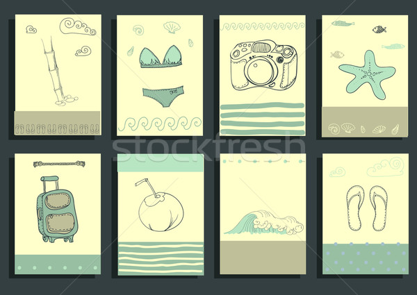 Carte de vœux cute rétro mer objets [[stock_photo]] © Mamziolzi