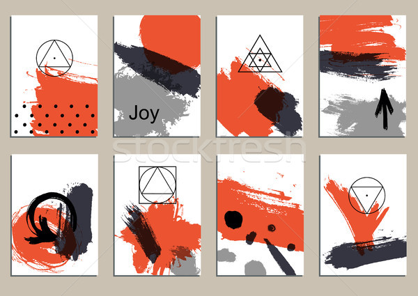 Establecer universal tarjetas dibujado a mano texturas vector Foto stock © Mamziolzi