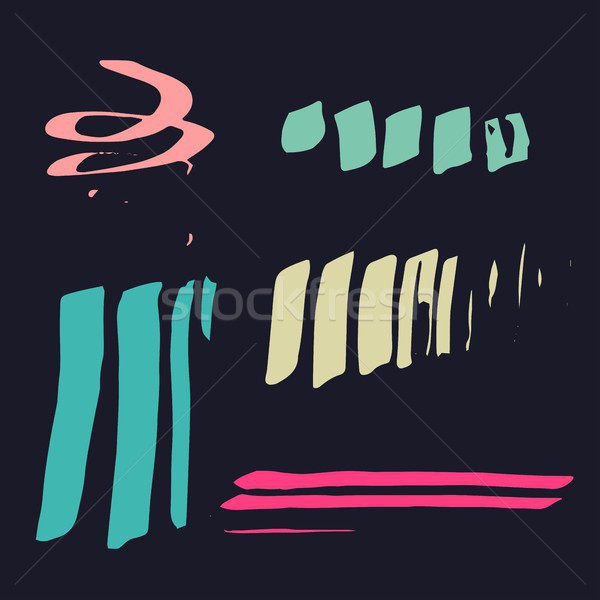 Foto stock: Grunge · tinta · pluma · establecer · vector · cepillo