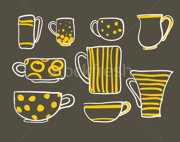 Set cupe vector icoane ceai cesti de cafea Imagine de stoc © Mamziolzi
