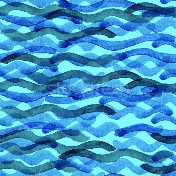 抽象的な 水彩画 青 波模様 水 テクスチャ ストックフォト © Mamziolzi