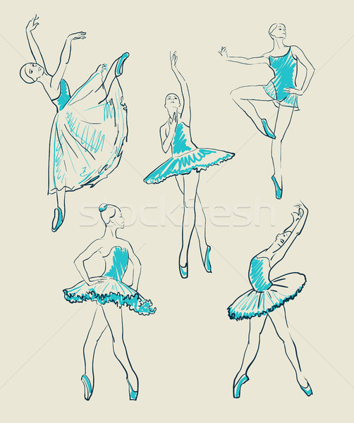 vector sketch of girls ballerinas set  Stock photo © Mamziolzi
