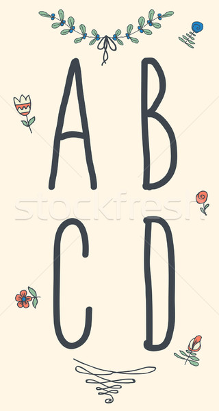 Hand drawn sketch alphabet. Handwritten font. Stock photo © Mamziolzi