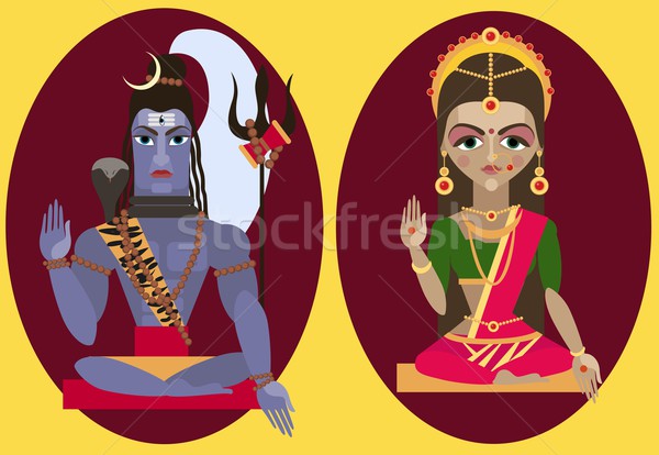 vector lord Shiva and mata Parvati Stock photo © Mamziolzi