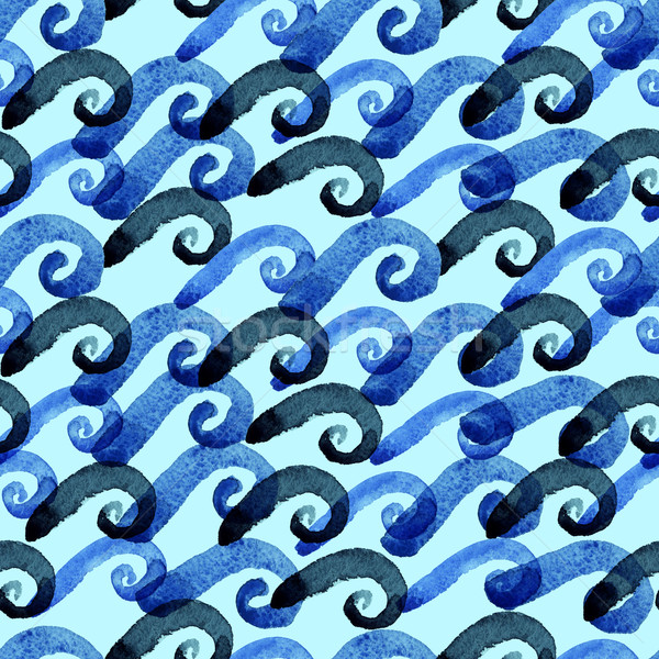 Abstract watercolor blue wave pattern Stock photo © Mamziolzi