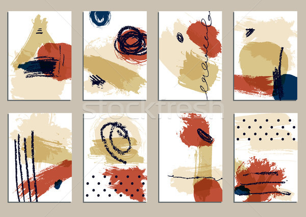 Set of universal cards. Hand Drawn textures.  Vector. Isolated. Stock photo © Mamziolzi