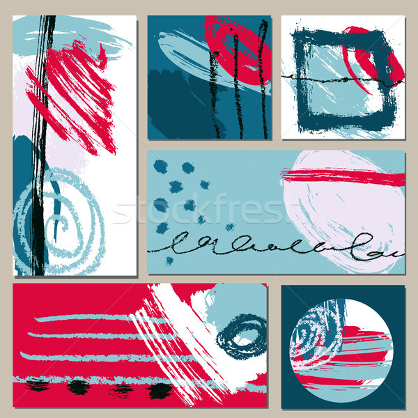 Stock photo: Set of universal cards. Hand Drawn textures.  Vector. Isolated.