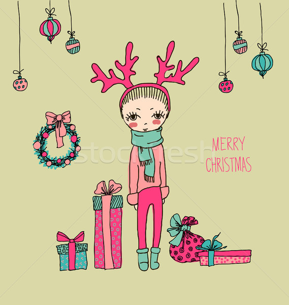 Stock photo: Cute Christmas card in vector.