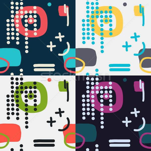 Stock photo: Modern hand draw abstract seamless pattern set